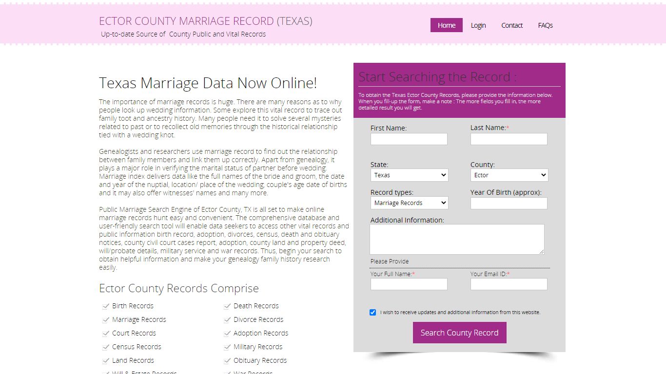 Public Marriage Records - Ector County, Texas